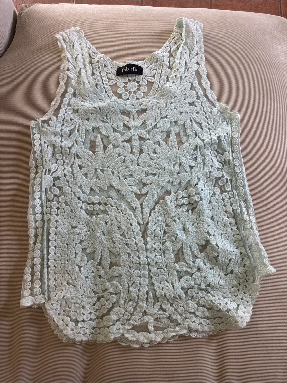 fab'rik Mint Green Crochet Lace Tank